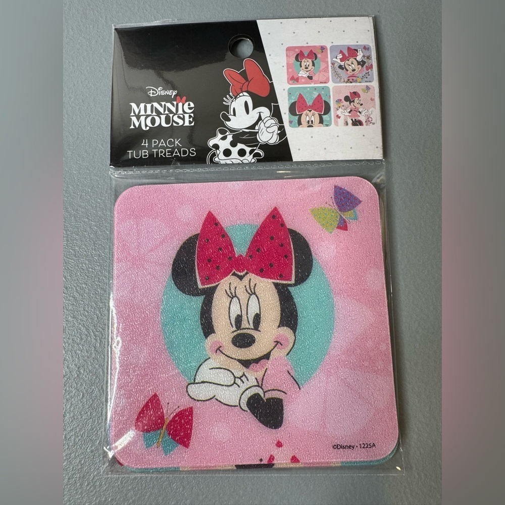 Disney Minnie Mouse Pink and Teal Bath Tub Treads - 4 Pack